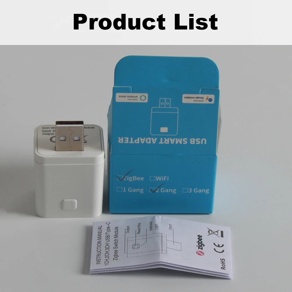 Work With Tuya WiFi/Zigbee Smart Micro 1 2 3 USB Adaptor Switch 5V Mini USB Power Adaptor Plug for Alexa Google Yandex Alice