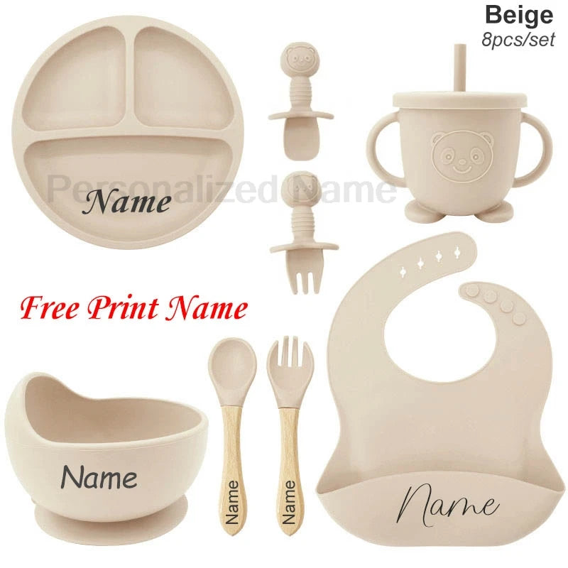Set de Alimentación Personalizado para Bebé | Silicona | Plato, Bol y Vaso | Regalo 🍼