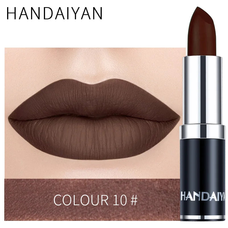 Matte Pink Velvet Lipstick Sexy Nude Red Brown Purple Lipgloss Gloss Velvety Lipstick Waterproof Makeup Long Lasting Lipstick