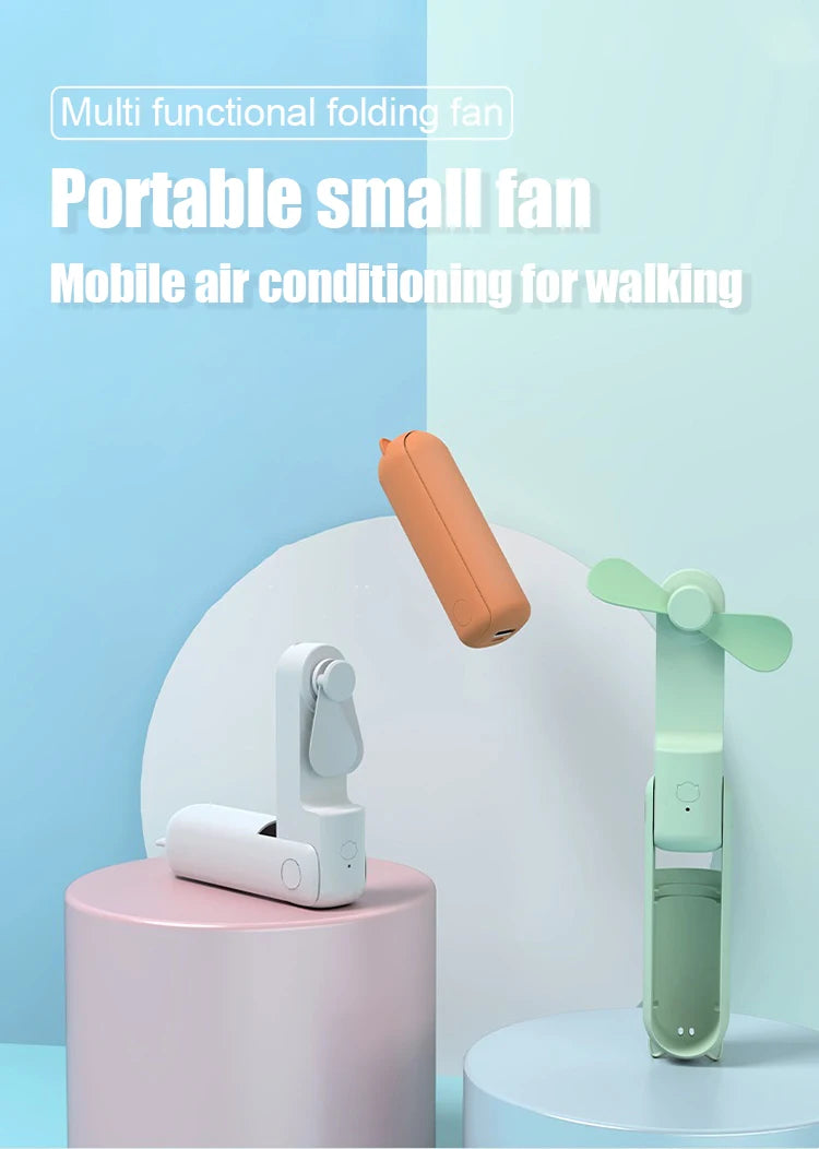 Foldable Small Fan Portable and high-power Hand Held Portable Mini Fan Rechargeable Hand USB Charge Fan