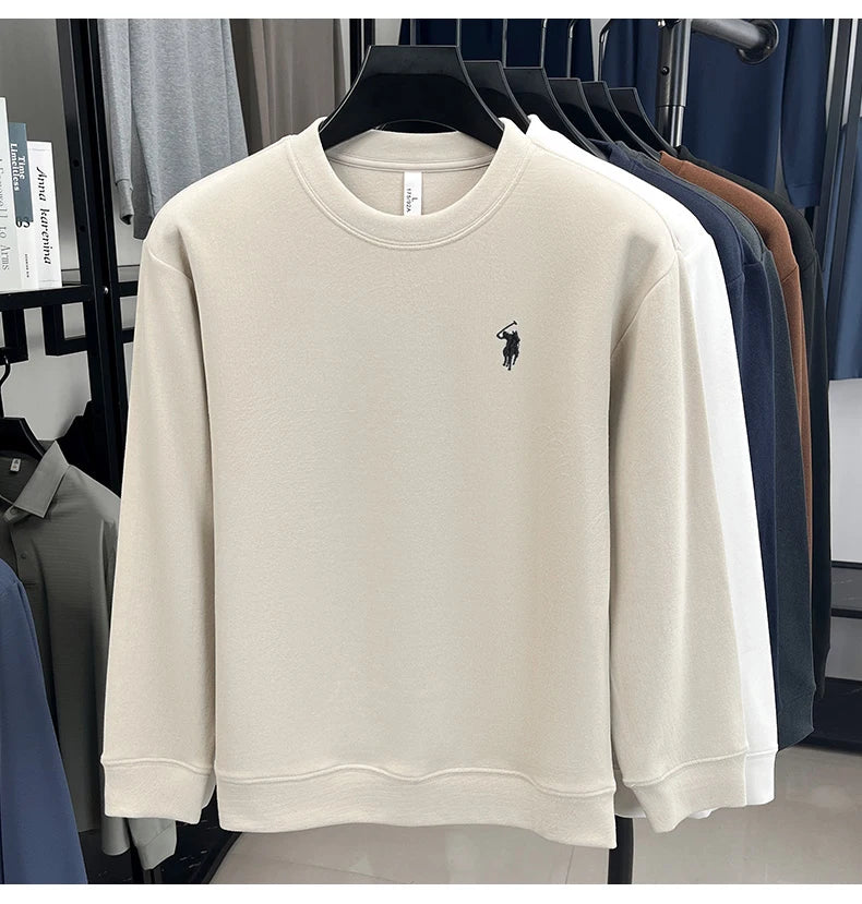 Sudadera de Lujo Manga Larga con Bordado de Pony | Casual Cuello Redondo Hombre 👔