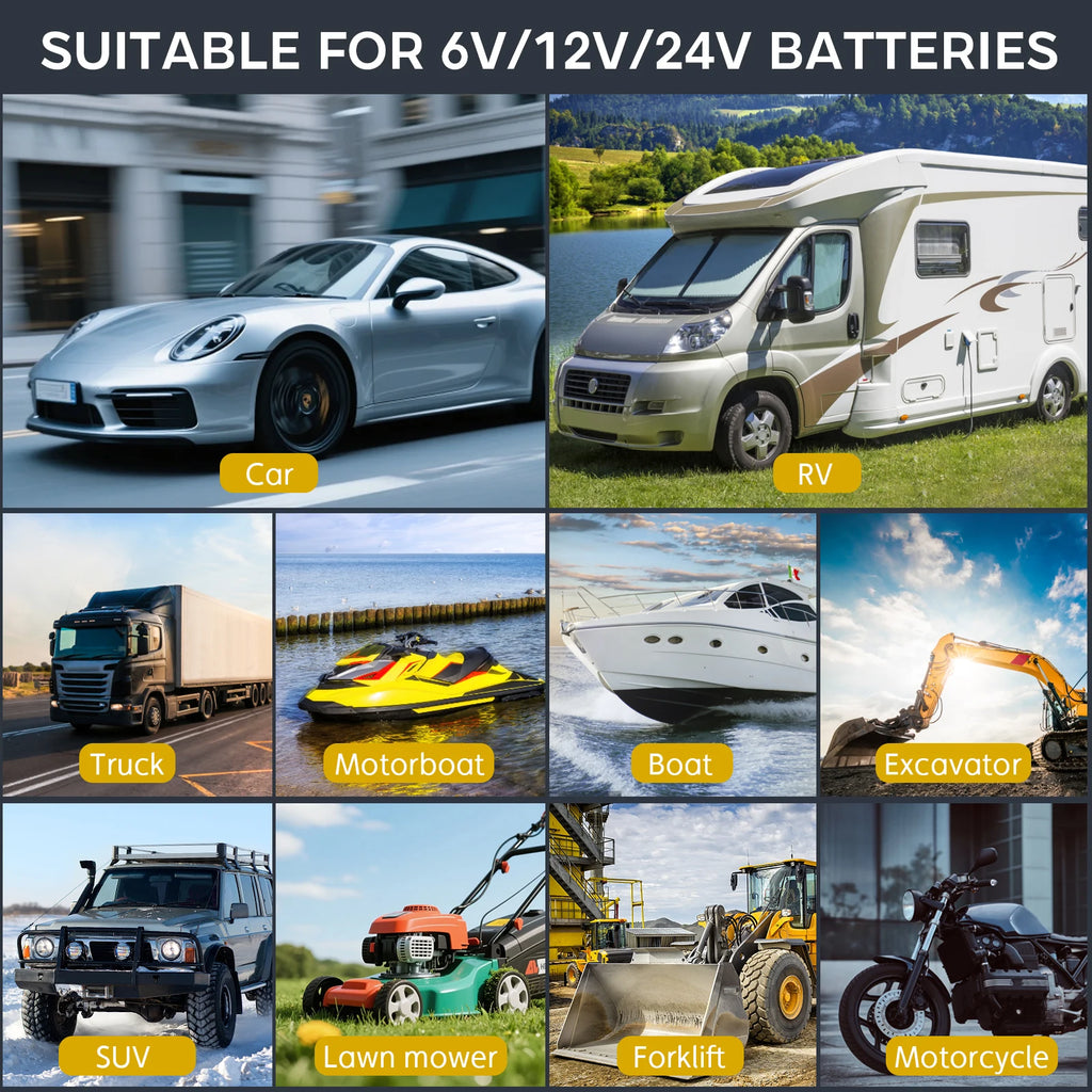 Cargador Inteligente de Batería de Auto 12V 30A | LCD | LiFePO4 y Ácido-Plomo 🔋