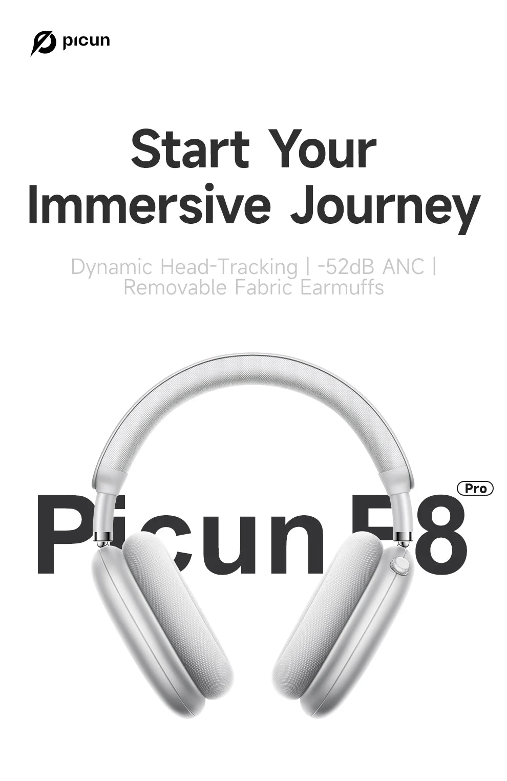 Auriculares Picun F8 Pro ANC -52dB | Audio 3D Espacial | Head Tracking | Bluetooth 5.4 | 80h Batería - Firu Total Sales