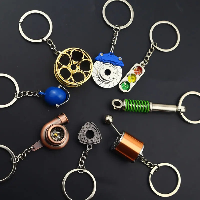 Creative Mini Gear Head Keychain Speed Gearbox Keyring for Car Key Turbo Hub Brake Disc Pendant Shock Absorber Keys Holder Chain