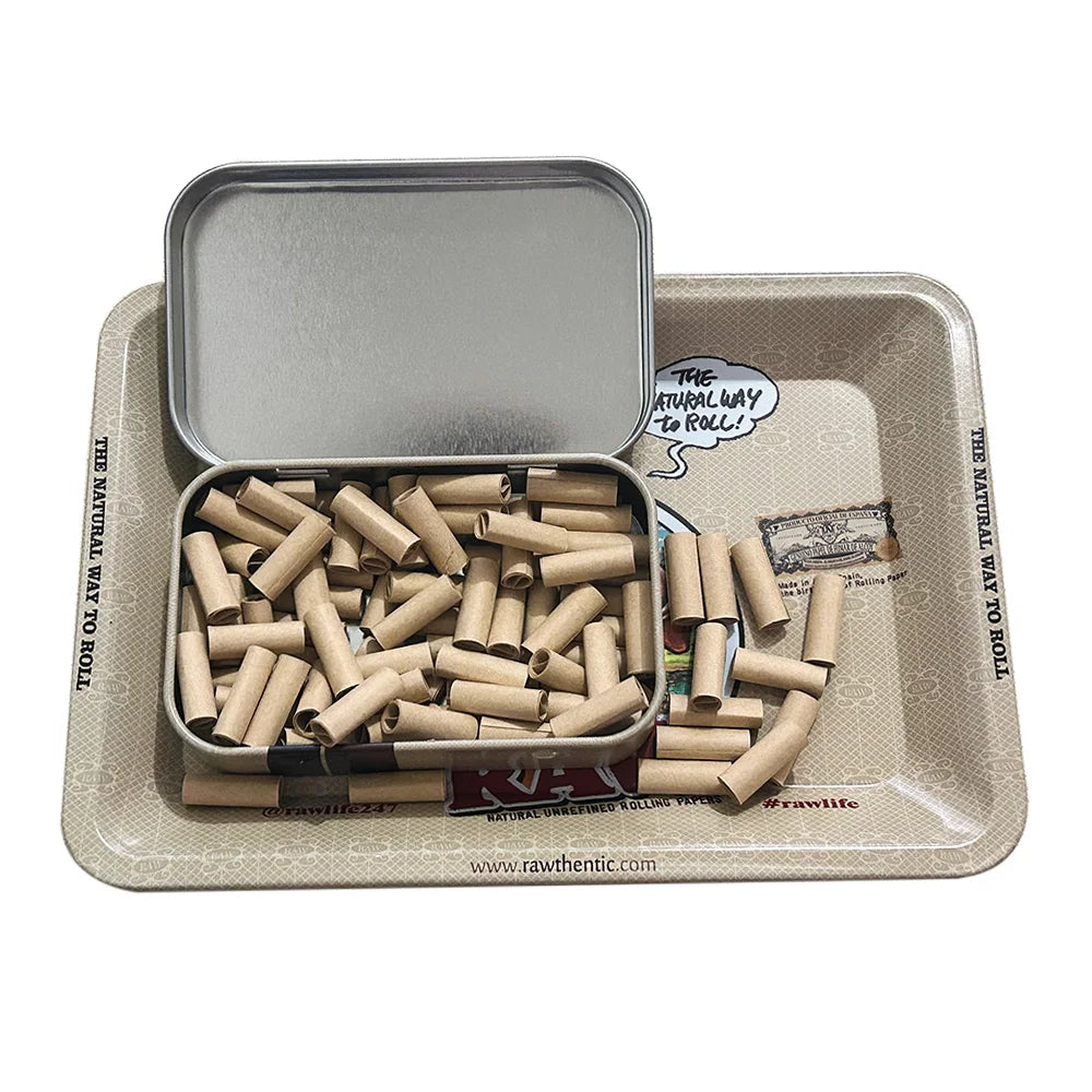 18cmX12.5cm Classic Rolling Tray & Portable Metal Tin Strong and Sturdy Metal and Equipped with cigarette paper filter(100)