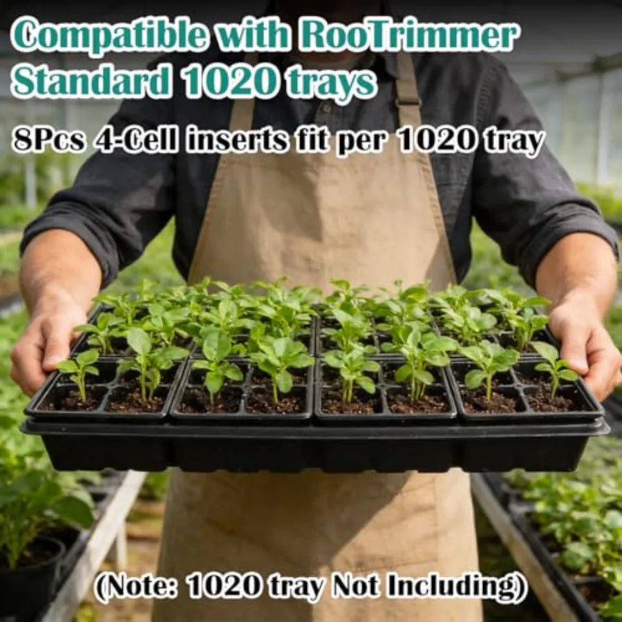 80 Pack Reusable 4-Cell Seed Starter Tray for Seedlings Easy Watering Seed Starting Trays with Drainage Holes for Seed Germinat