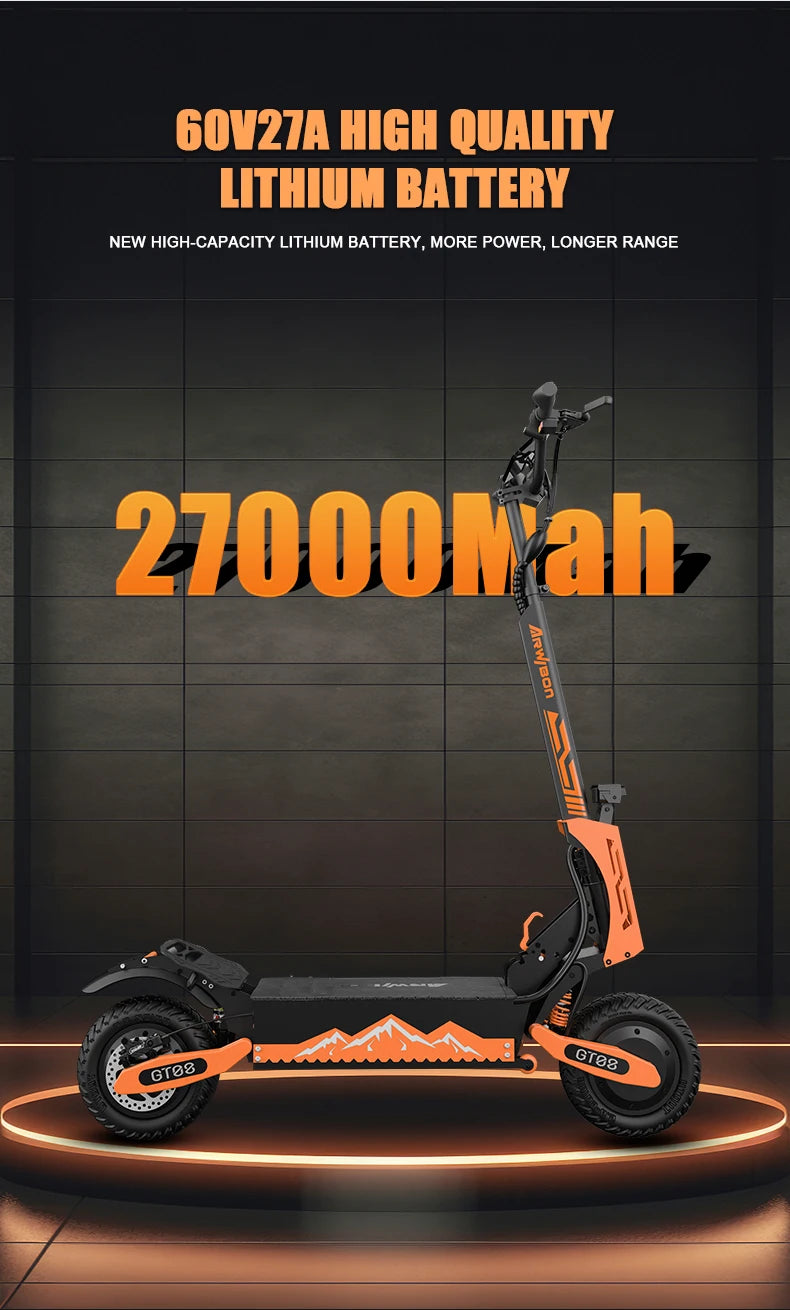 Scooter Eléctrico Arwibon 5600W Doble Motor | 46MPH | 60V 27AH | Off-Road 🛥️