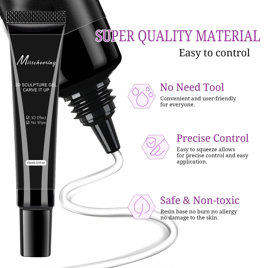 Set 5pcs Gel 3D para Uñas | Escultura DIY | Diseños Impermeables 💅 - Firu Total Sales