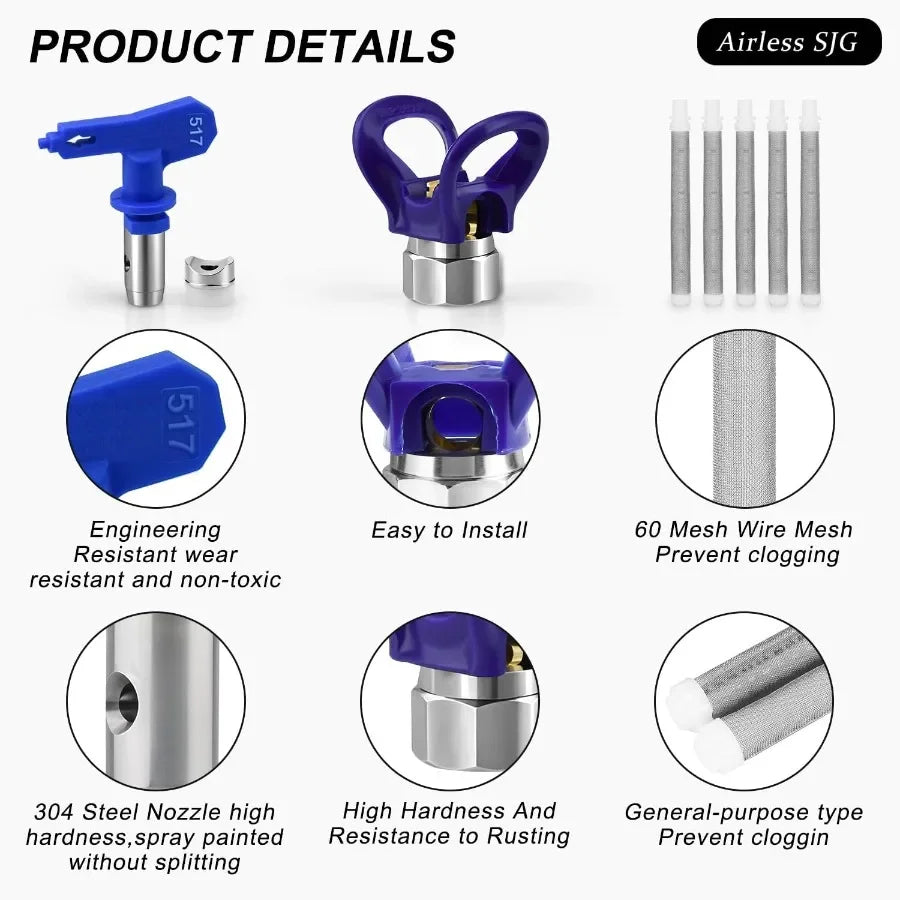3600 PSI HighPressure Airless Paint Sprayer Gun with Integrated Tip Guard Includes 5 Spray Tips and 5 Replacement Filters Sizes
