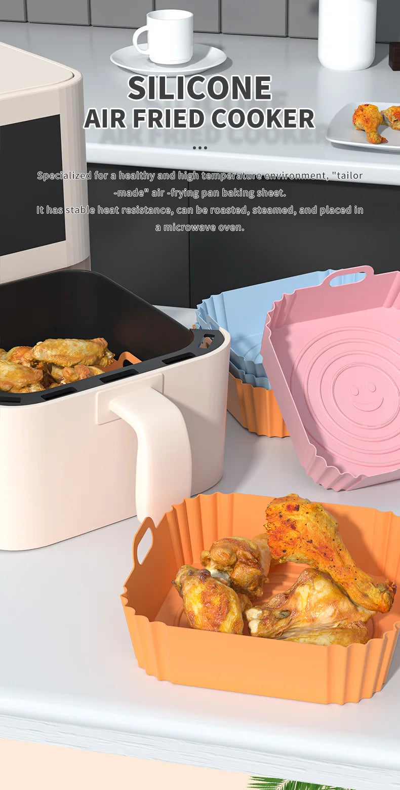2pcs Liner de Silicona Cuadrado para Air Fryer 8" | Reutilizable | 4-7 QT 🍳