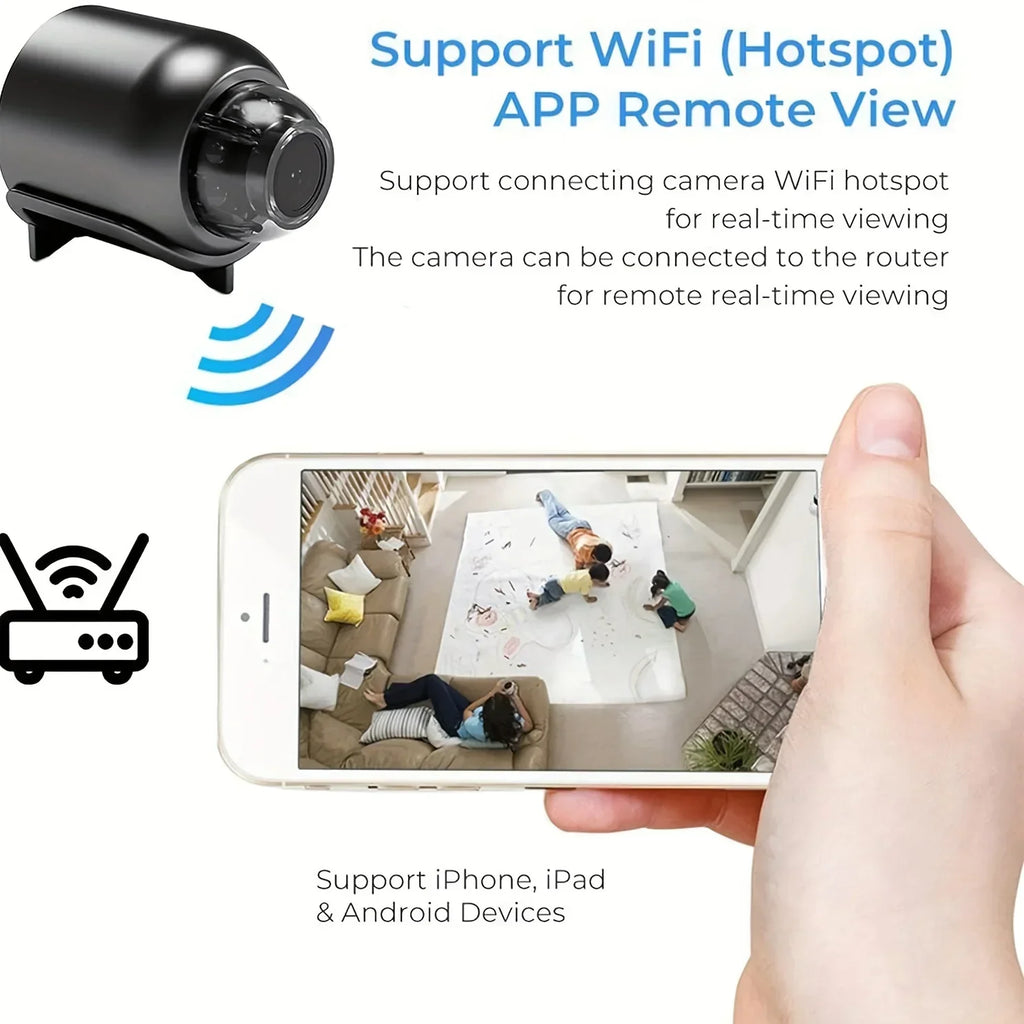 Mini WiFi Camera 1080P HD — Night Vision + 2-Way Audio | Baby & Pet Monitor