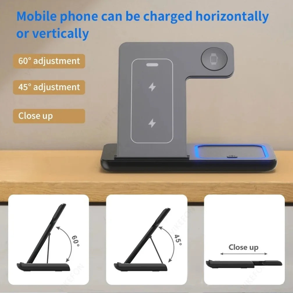 30W Foldable 3-in-1 Wireless Charging Dock | iPhone 17/16/15 + iWatch + AirPods Pro