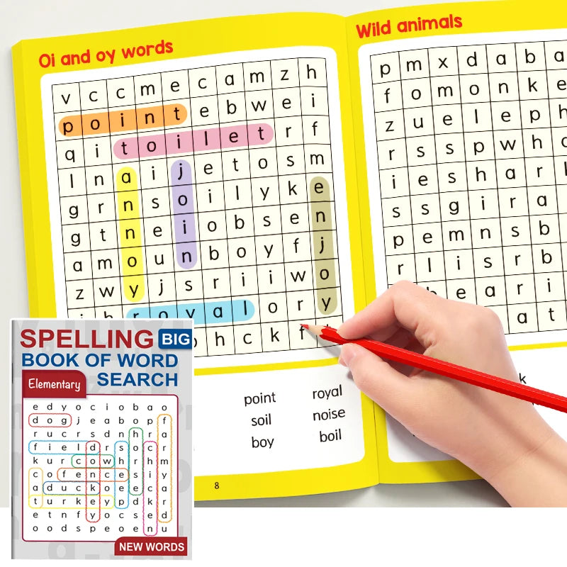 Spelling Book of Word Search Advanced & Elementary 32 Pages Mixed Words Puzzle Book for Adults Brain Exercise & Entertainment