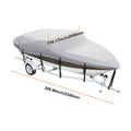 SucceBuy Boat Cover Trailerable Waterproof with Motor Cover Buckle Straps for V-Hull Tri-Hull Fish Ski Boat Runabout Bass Boat