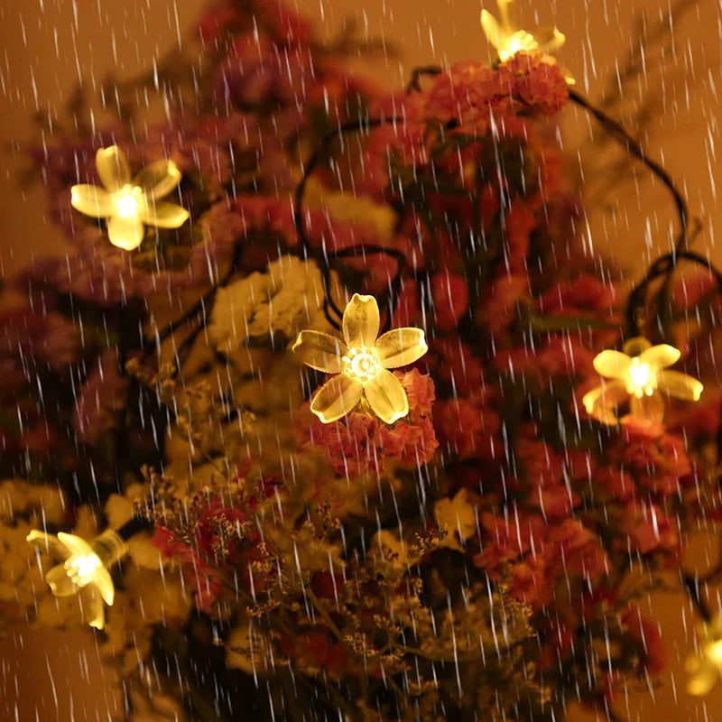 Solar Sakura Fairy String Lights | Cherry Blossom LED | Wedding Garden Christmas Outdoor