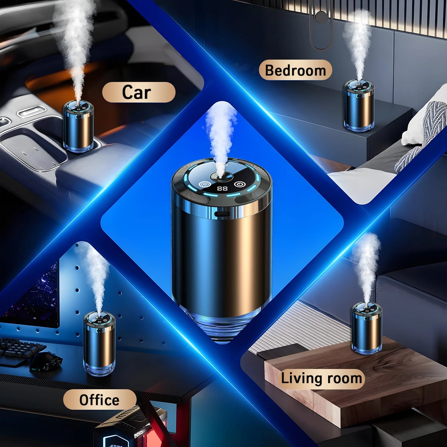 Car Diffuser Humidifier 5 Modes Car Humidifier Aromatherapy Diffusers Car Air Freshener For Car Home Office Bedroom