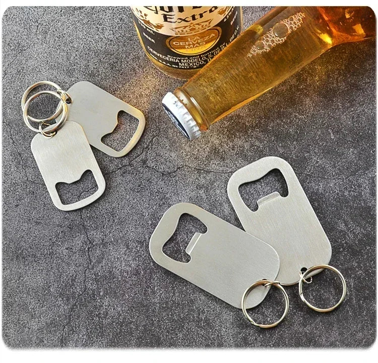 Metal Portable Creative Stainless Steel Bottle Opener Keychain Soda Drink Starter Portable Bottle Openers Bar Key Chain Pendant