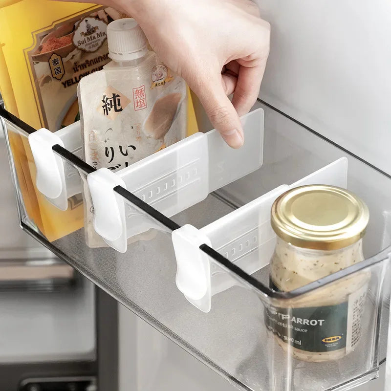 4pcs Refrigerator Storage Divider Side Door Storage Partition Expandable Baffle Dividers Kitchen Bottle Shelf Organizer
