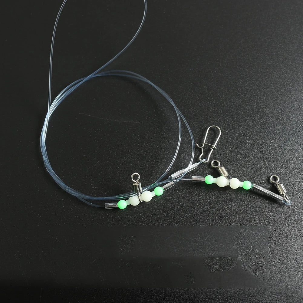 Night Glow Fishing Leaders Fishing Leader Line with Swivels and Snaps Luminous Fish Wire Leaders for Saltwater Freshwater