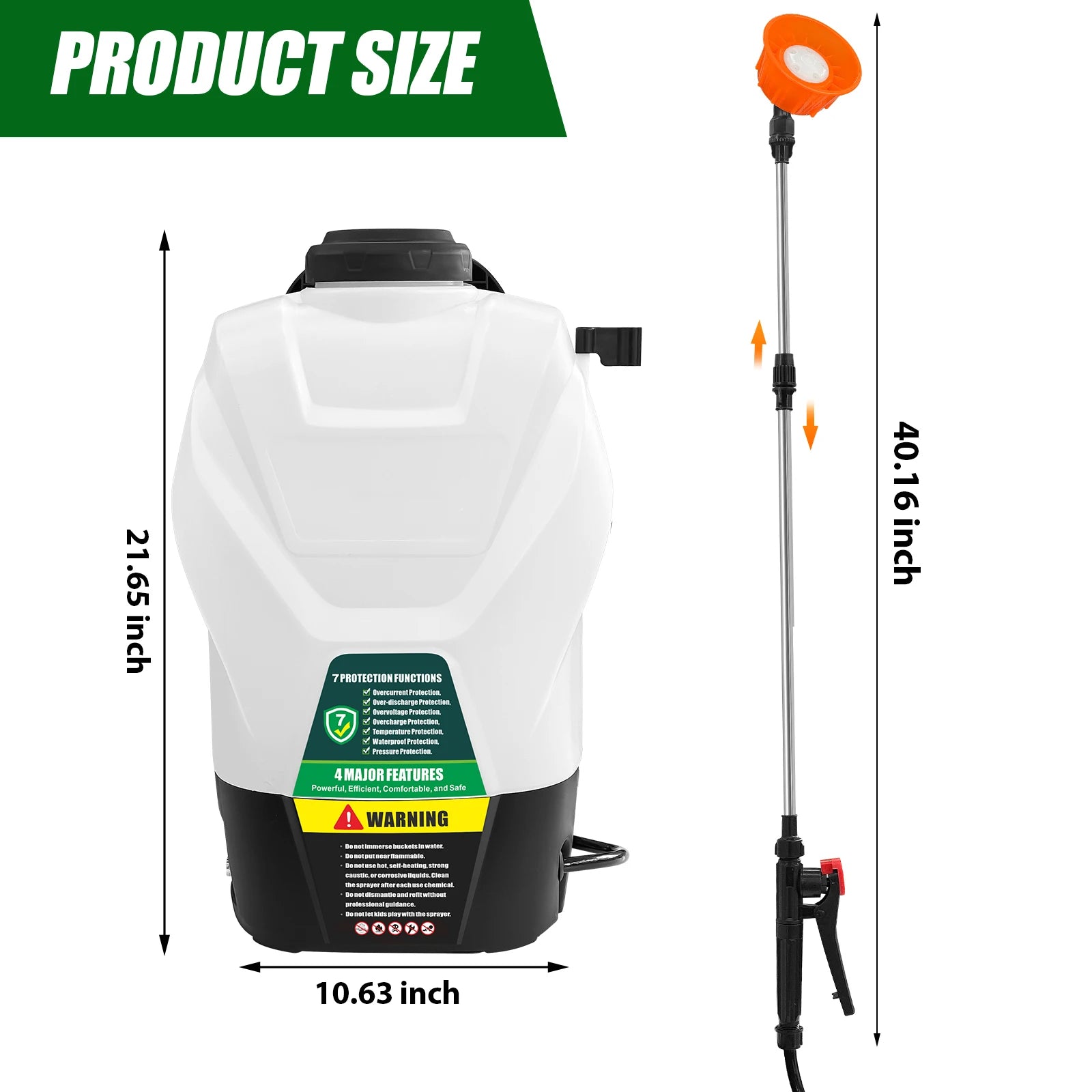 4 Gallon Backpack Sprayer 16L Battery Powered Garden Sprayer 75 PSI Electric Sprayer 2.5Ah Battery&Charger included
