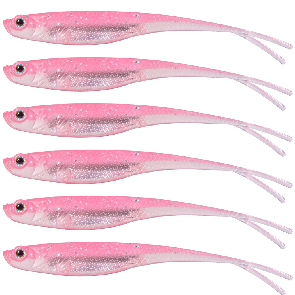 Dr.Fish 5/6 Piezas Señuelo Silicona | Cola Bifurcada | Drop Shot | Bass, Trucha y Lucio | Weedless - Firu Total Sales