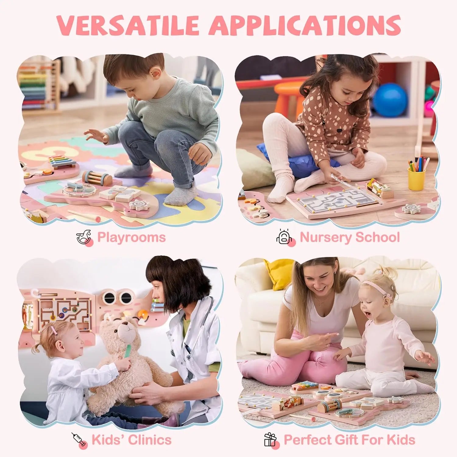 Wooden Busy Board Montessori – Wall Activity Centre