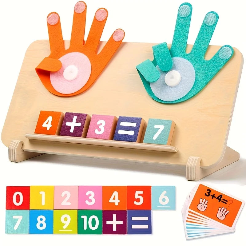 Wooden Math Learning Board – Number Blocks for Kids 3+