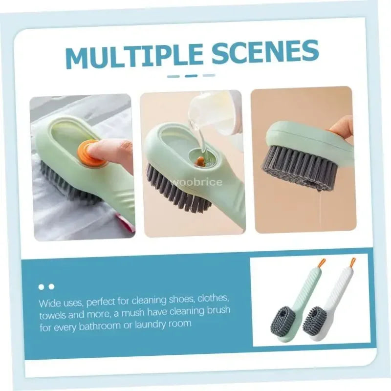 Household Shoe Cleaning Brush With Soap Dispenser Soft Hard Bristle Kitchen Scrubber Multitool For Carpet Bathroom Sneakers