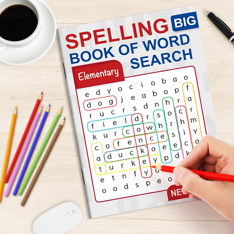 Spelling Book of Word Search Advanced & Elementary 32 Pages Mixed Words Puzzle Book for Adults Brain Exercise & Entertainment