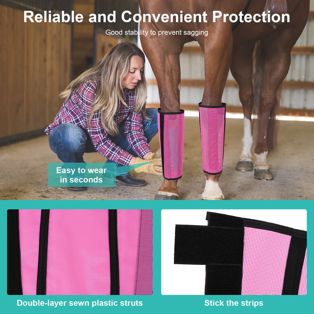 4pcs Botas Antimoscas para Patas de Caballo | Malla Transpirable | Protección 🐎