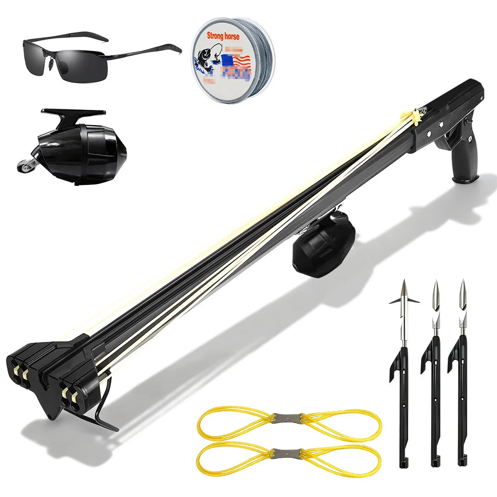Fishing Slingshot Rod with Reel Long Distance Fishing Tool Portable Fishing Equipment Aluminum Outdoor Adult Fishing Device