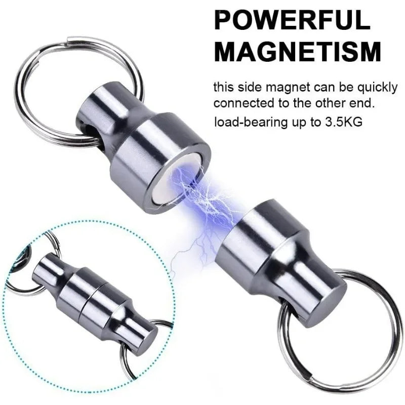 6/1Pairs Magnetic Mini Keychains Double Loops Hook Carbon Steel Anti-loss Car Keys Necklace Hanging Holders Magnets Storage Tool