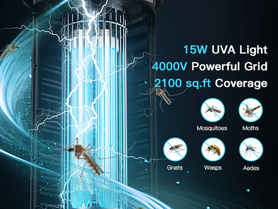 Trampa Eléctrica Mata Mosquitos 4000V 15W | IPX4 | Interior y Exterior 💚 - Firu Total Sales