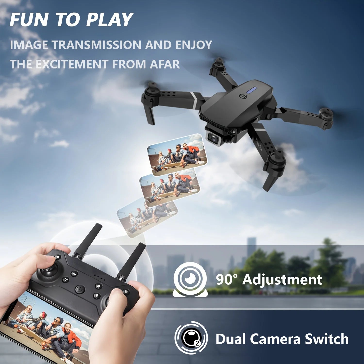 Drone RC E88 Pro 4K | 3 Baterías | Cámara HD 1080P Gran Angular | WiFi FPV | Plegable | Mantenimiento de Altura