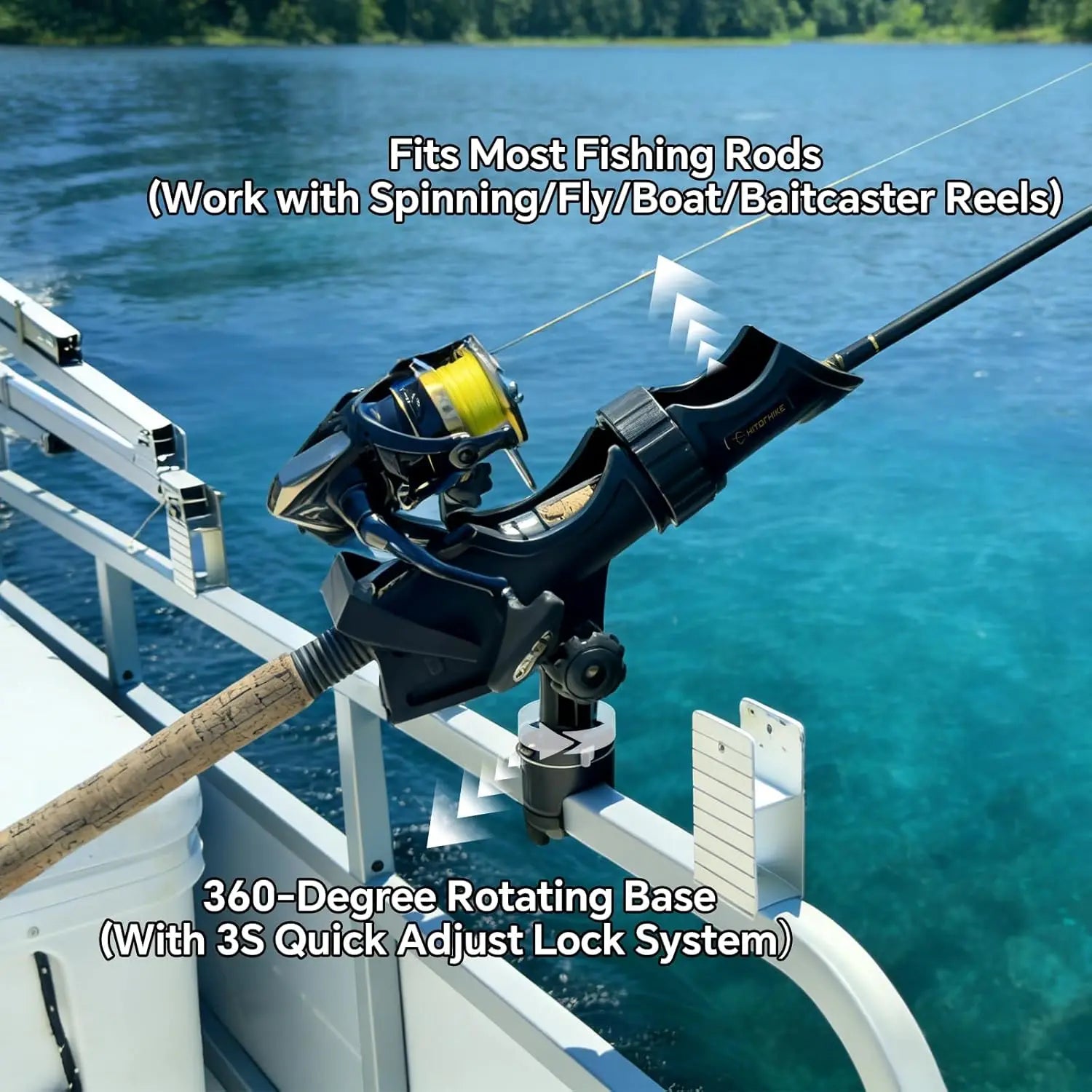 Universal Fishing Rod Holder Kit with 360-Degree Adjustment for Kayak and Boat Fishing