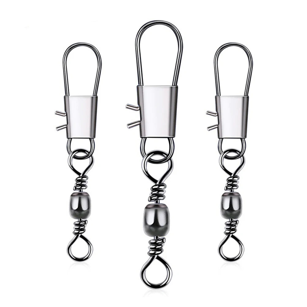 200pcs Bearing Rolling Swivel with Interlock Snap Rolling  Swivel Fishing Swivels for Connecting Fishing Line and Lures