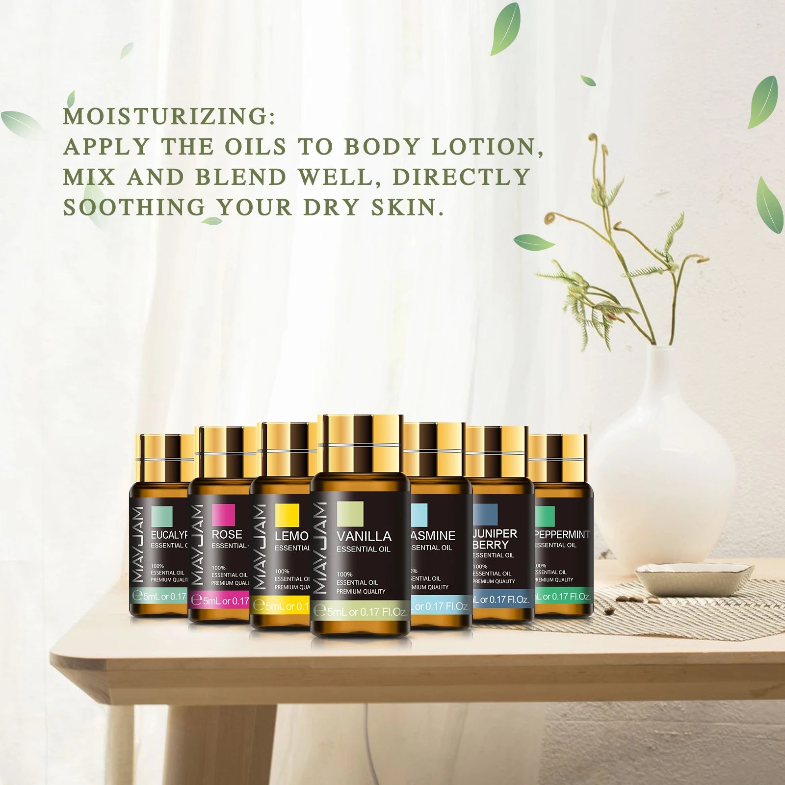 MAYJAM 28pcs Pure Natural Essential Oils Gift Set For Humidifier Diffuser Lavender Vanilla Sage Jasmine Rose