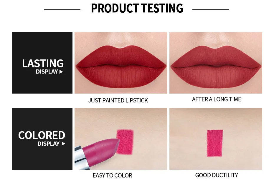 Matte Pink Velvet Lipstick Sexy Nude Red Brown Purple Lipgloss Gloss Velvety Lipstick Waterproof Makeup Long Lasting Lipstick