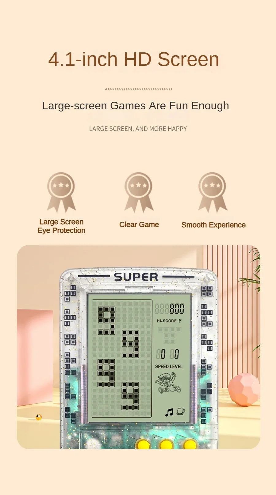 Consola Portátil Retro YTYIN 4.1 Pulgadas | Pantalla Grande | Regalo Niños | Juegos Educativos - Firu Total Sales