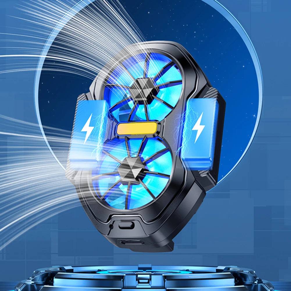 alloet Enfriador Teléfono Doble Ventilador | USB-C | Luz Azul | Android y iPhone | Enchufable y Recargable