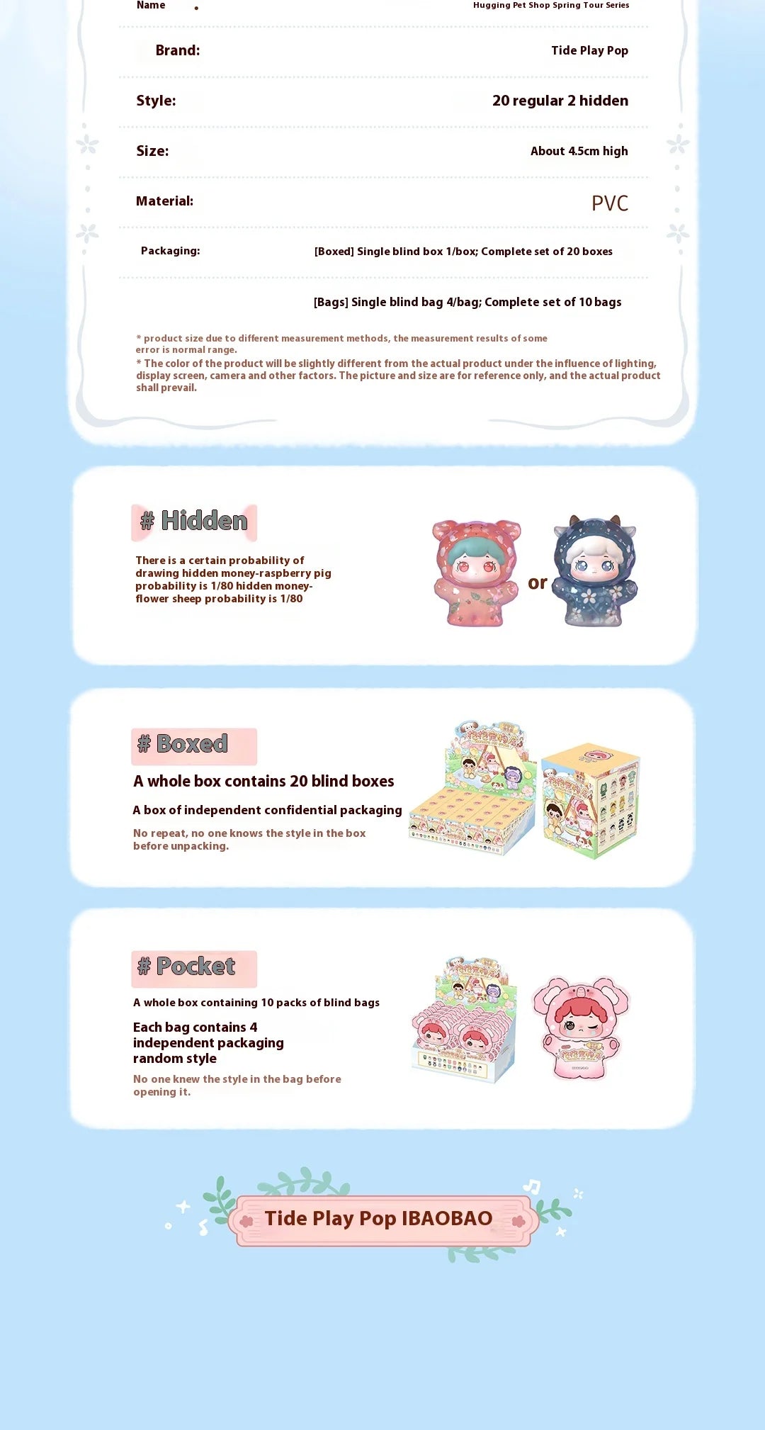 New Trendy Pop Pop Baobao Spring Travelogue Transparent Cute Granules Fully Transparent Mini Blind Box Blind Bag Desktop Ornamen