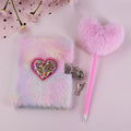 2 Pcs Heart-Shaped Notebook Set, Plush Diary And Plush Heart Pen, Suitable For School, Office, Holiday Gifts And Daily Notes