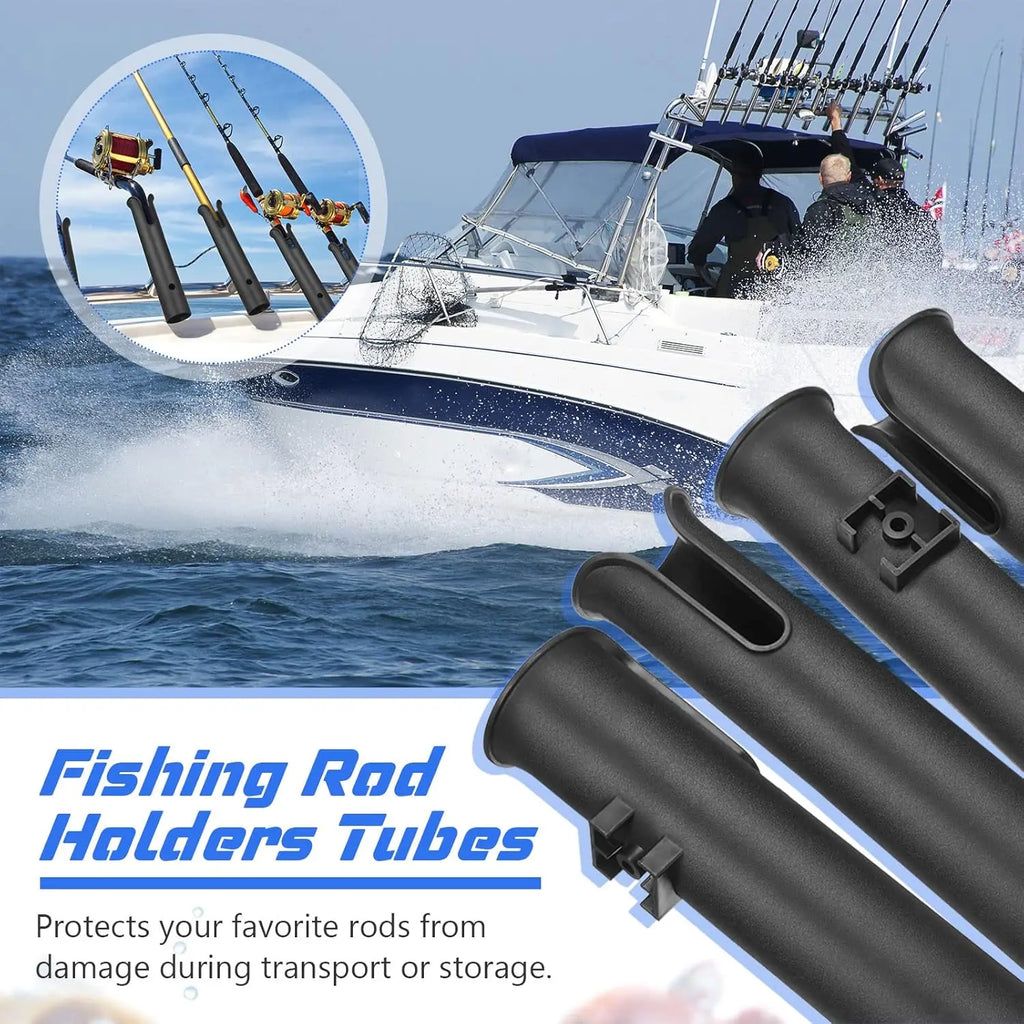 6 Pcs Portable Fishing Rod Holder Bracket with Screws for Boat Kayak Cooler Trailer, Black