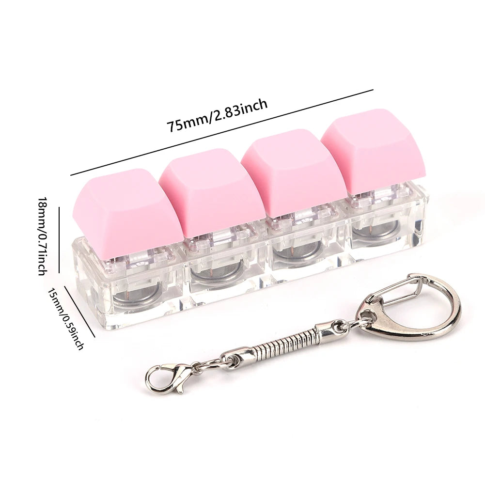 4 Keys Button Keycap Fidget Keychain Keyboard Key Toy Keyboard Clicker Toy Keyboard Cube Toy for Adult Gifts To Relief Pass Time
