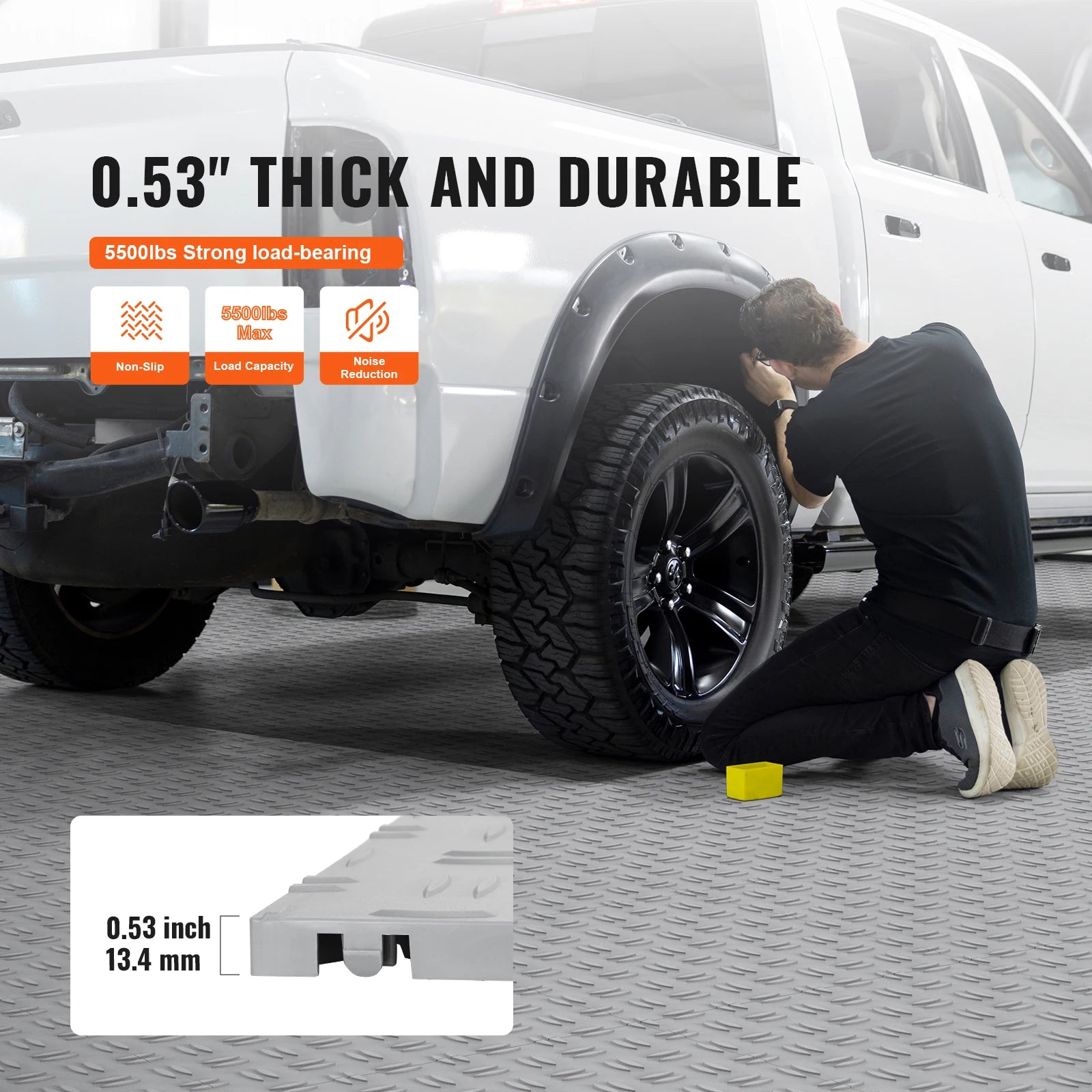 SucceBuy Garage Tiles Interlocking Garage Floor Covering Tiles Non-Slip Double-Sided Texture for Garages Basements Repair Shops