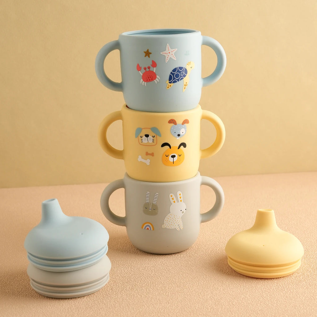 Vaso de Entrenamiento Silicona Cartoon para Bebé | Sin BPA | Con Asa | Lavavajillas 🍼