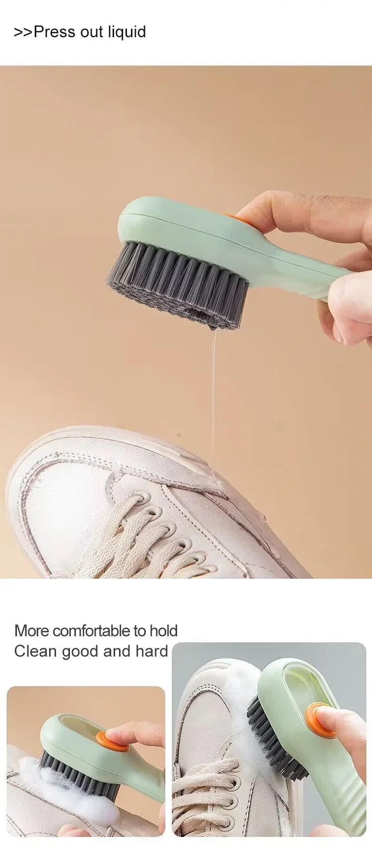 Household Shoe Cleaning Brush With Soap Dispenser Soft Hard Bristle Kitchen Scrubber Multitool For Carpet Bathroom Sneakers