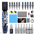 Wireless Tattoo Pen Kit, Wireless Tattoo Machine, Includes 10 Tattoo Needles and 2 Disposable Cap Tattoo Ink Cups, Tattoo Pen Machine Pen Holder, Transfer Paper and Other Tattoo Supplies, Suitable for Tattoo Beginners and Tat