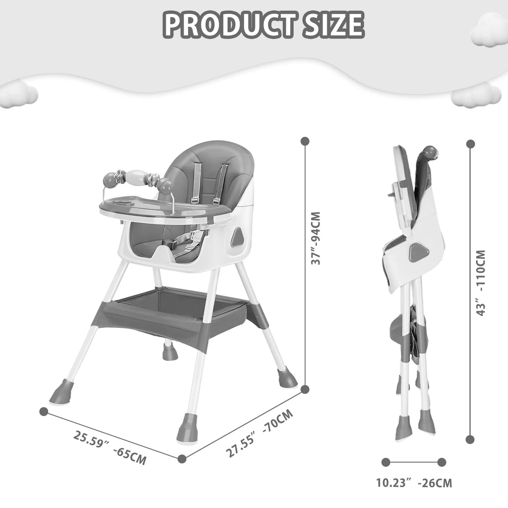 Silla Alta Plegable para Bebé E500 | Almohadilla Antideslizante y Porta Juguetes