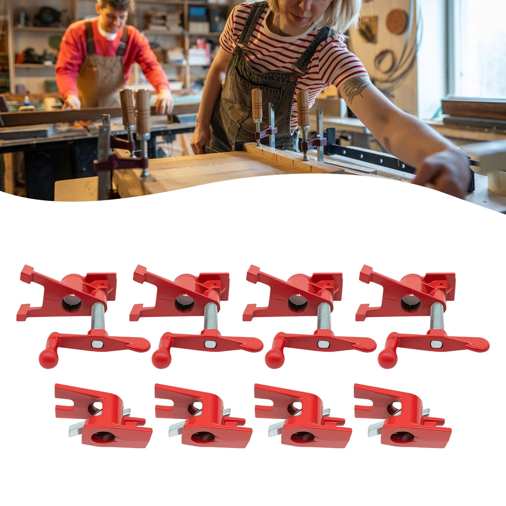 4 Pack 3/4" Wood Gluing Pipe Clamp Set Heavy Duty PRO Cast Iron Quick Release Bar Clamps Kit with Wide Base for Woodworking